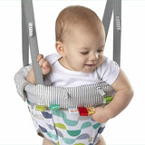 Asiento columpio seguro para puerta de bebé con soporte para la columna vertebral y etiquetas táctiles | 6-12 meses