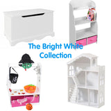 The Bright white collection is ideal for any childs room - tables, toy storage, dress up rails and dolls house bookcases
