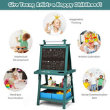 This wooden teal easel is high quality and will stand the test of time