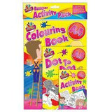 Este kit de manualidades para niños también incluye un libro para colorear, un libro de unir puntos y un libro de actividades.