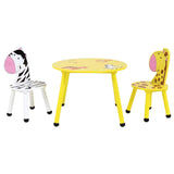 Juego de mesa y 2 sillas de madera con animales de safari de la selva colorida para niños | 3-6 años+