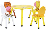 Children's Colourful Jungle Theme Wooden Table & 4 Chairs Set |  3-6 Years+