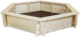 Arenero grande de madera de abeto nórdico Hexaganol Eco FSC para niños con revestimiento de base y cubierta impermeable opcional | 1,37x1,19m