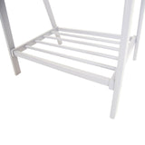 This children's white eco-wooden dress up rail also features a shelf for shoes and more