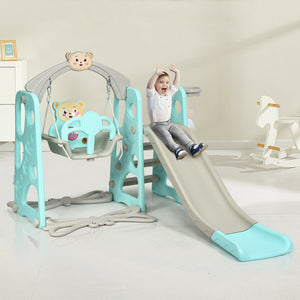 This 3-in-1 eco friendly playground set features a fun slide, a baby swing and a basketball hoop for children aged 1 - 6 years.