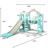 Eco Friendly | Non-Toxic | 3-in-1 Toddler Swing & Slide Set | Indoor & Outdoor | Aqua & Grey | 1-6 years
