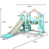 Respetuoso con el medio ambiente | No tóxico | Juego de columpio y tobogán 3 en 1 para niños pequeños | Interior y exterior | Aguamarina y gris | 1-6 años