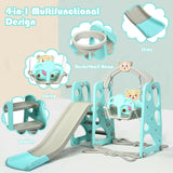 Eco Friendly | Non-Toxic | 3-in-1 Toddler Swing & Slide Set | Indoor & Outdoor | Aqua & Grey | 1-6 years