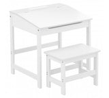 Kids Robust & Compact Desk with Stool and Storage | White | 3-8 Years