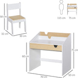 Montessori Kids Homework Desk | Bookshelf | Storage & Chair | Natural and White | 3-8 Years