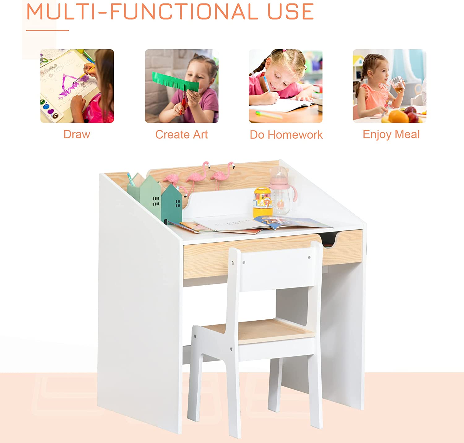 Montessori Childrens Homework Desk Storage Chair White 3 8 Yrs montessori-childrens-homework-desk-storage-chair-white-3-8-yrs