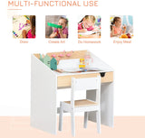 Montessori Children's Homework Desk | Bookshelf | Storage & Chair | White & Natural | 3-8 Years