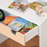 Montessori Children's Homework Desk | Bookshelf | Storage & Chair | Natural & White | 3-8 Years
