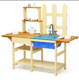 Cocina de barro para niños de madera de abeto montessori ecológica | cocina de juguete | incluidos accesorios | 36m+