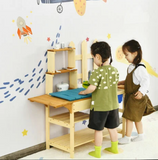 Cocina de barro para niños de madera de abeto montessori ecológica | cocina de juguete | incluidos accesorios | 36m+