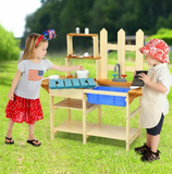 Cocina de barro para niños de madera de abeto montessori ecológica | cocina de juguete | incluidos accesorios | 36m+