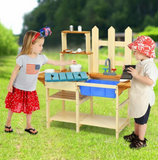 Eco-Friendly Montessori Fir Wood Kids Mud Kitchen | Toy Kitchen | Including Accessories | 36m+