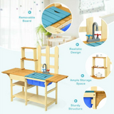 Cocina de barro para niños de madera de abeto montessori ecológica | cocina de juguete | incluidos accesorios | 36m+