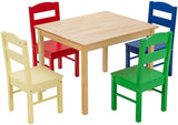 Juego de mesa y 4 sillas de madera ecológica blanca para niños | pino de nueva zelanda | 3-8 años