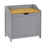 Large Wooden Toy Box & Bench with Slow Release Hinge | Ottoman | Blanket Box | Grey with Bamboo Lid