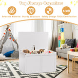 Kids Large Heavy-Duty Eco Wooden Toy Box with Safety Hinge | Blanket Box | White