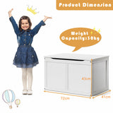 Kids Large Heavy-Duty Eco Wooden Toy Box with Safety Hinge | Ottoman | Blanket Box in White