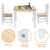 Kids Montessori White and Solid Eco Pine Wood Table and 2 Chairs | 3 years +