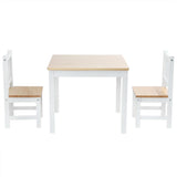Juego de mesa y sillas montessori para niños, moderno y limpio, en blanco.