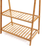 This natual and modern dressing rail in natural solid bamboo features 2 shelves for shoes and more