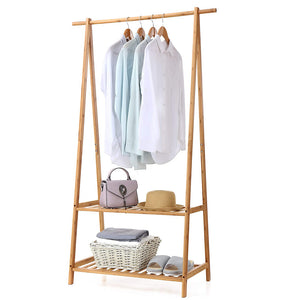 Eco 100% Bamboo Wood | Dressing Rail and Coat Hat Stand | Natural | 1.52m High