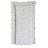 Questo essenziale fasciatoio per bambini con stampa blu a pois è un tappetino carino e semplice adatto a qualsiasi cameretta
