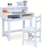 Escritorio ecológico Montessori que ahorra espacio | oficina | almacenamiento y silla | blanco