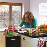 Little Helper FunPod learning tower with blackboard panels. Bake, paint or play in the sink in their fun pod kitchen tower.