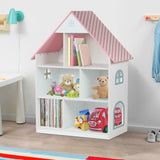Charmosa casa de bonecas Montessori de 3 andares e estante | Armazenamento de brinquedos | 1,06 m de altura