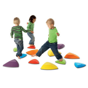 Autistiskt vänliga sensoriska stora 6-delade montessori gonge flodstenar | primära färger