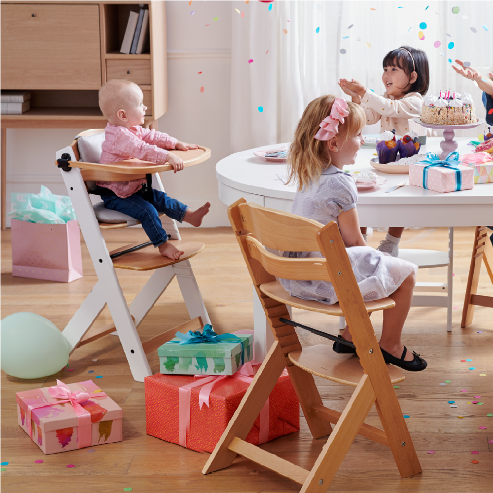 Grow with Me Eco Wood Highchair Desk Chair Natural Grey