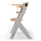 Chaise haute et plateau modernes en bois écologique Grow-with-Me | Hauteur réglable | Chaise de bureau | Finition grise et naturelle | 6 mois - 10 ans