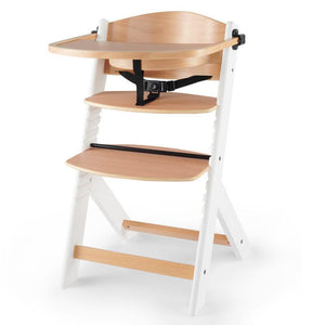 High quality white and natural wooden high chair that converts into an every day chair for children up to 10 years