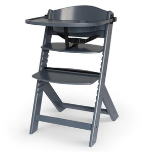 Chaise haute en bois gris ardoise de haute qualité qui se transforme en chaise de tous les jours pour les enfants jusqu'à 10 ans