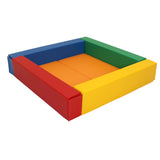Juego de juego suave con piscina de bolas Montessori grande | Piscina de bolas con alfombra interior | 130x130x25cm | Colores primarios | 3m+ Pequeño