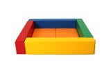 Juego de juego suave con piscina de bolas Montessori grande | Piscina de bolas con alfombra interior | 130x130x25cm | Colores primarios | Más de 3 millones de ayudantes