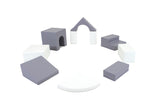 Large Set Soft Play Equipment | 11 Piece Climb & Slide Foam Play Set | Grey White | 6m+