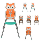 7 produkter i ett: høy stol og lav stol med uten brett, flertrinns booster og lav småbarnsstol
