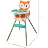 Táto detská stolička má výšku 106 cm x 60 cm šírku x 79 cm hĺbku