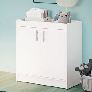 Sleek & Slim Scratch-Resistant Baby Changing Unit cum Dresser | Cupboards with Large Storage | White