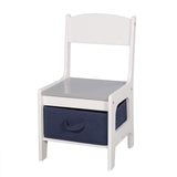 Each chair on this kids table and chairs set comes with a navy blue fabric drawer for all your tots bits and pieces