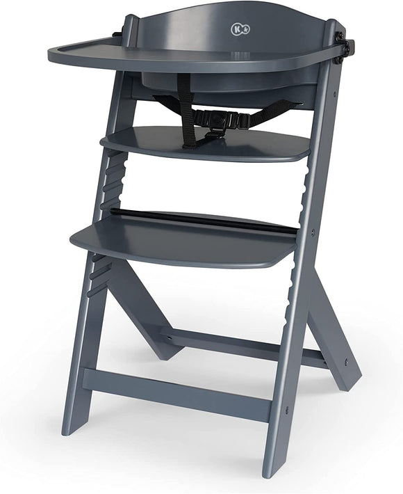 3-in-1 Adjustable Height Warm Grey High chair & Tray with 3 point safety harness