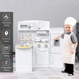 Deluxe montessori trä leksak kök | fungerande vattenautomat | mikrovågsugn | klocka | 14 tillbehör
