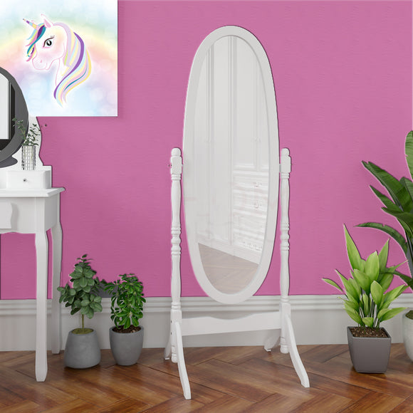 White Wooden Adjustable Full Length Free Standing Dressing Mirror