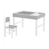 Montessori Homework Desk | Reversible Top | Lego Board | Storage & Chair | White and Grey | 3 Years+